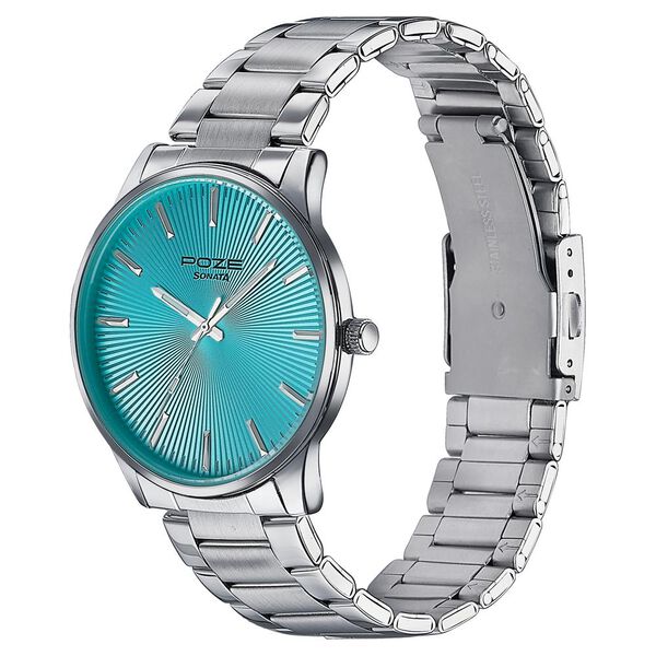 Sonata Poze Quartz Analog Blue Dial Metal Strap Watch For Men - image number 3