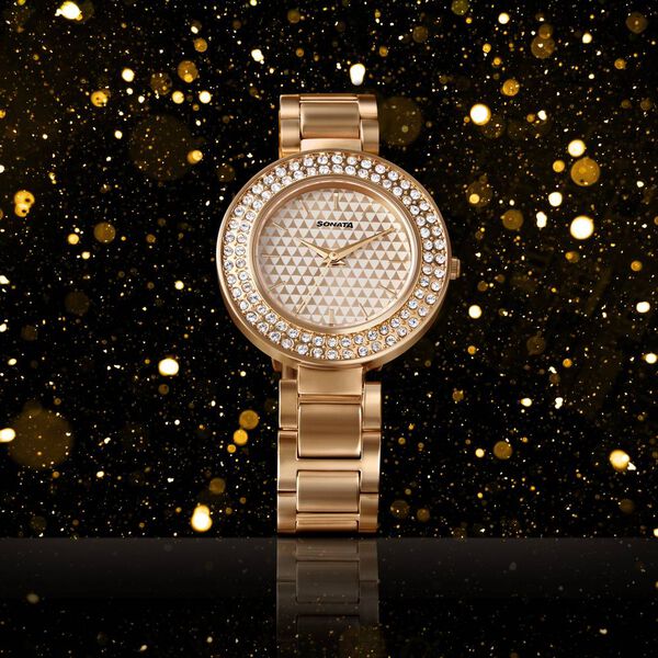 Sonata Blush It Up Rose Gold Dial Women Watch With Stainless Steel Strap - image number 0