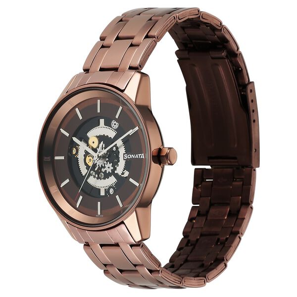 Sonata Unveil Quartz Analog Brown Dial Stainless Steel Strap Watch for Men - image number 1