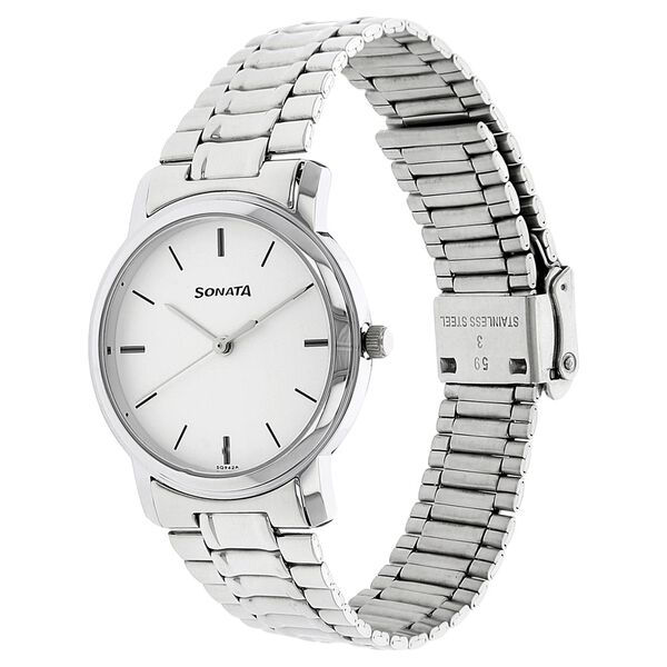 Sonata Quartz Analog White Dial Stainless Steel Strap Watch for Men - image number 1