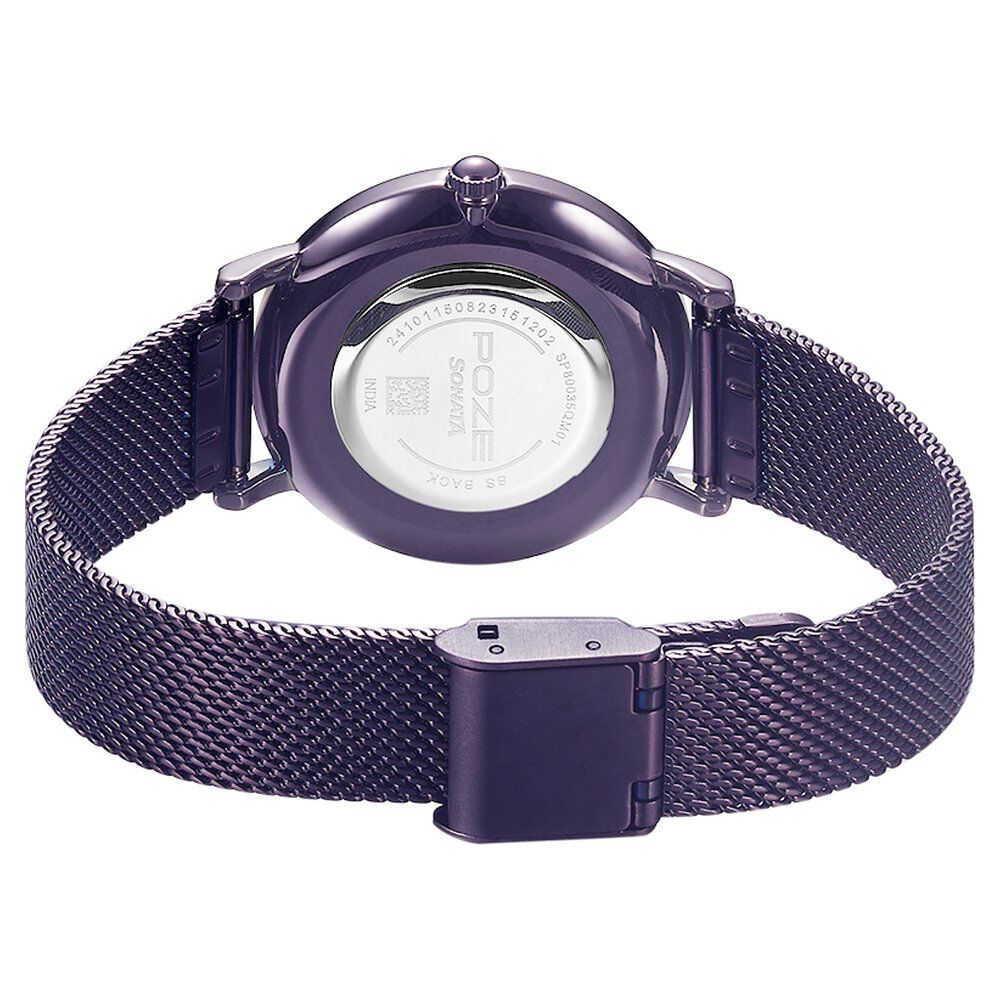 Buy Online Poze by Sonata Quartz Analog Purple Dial Stainless