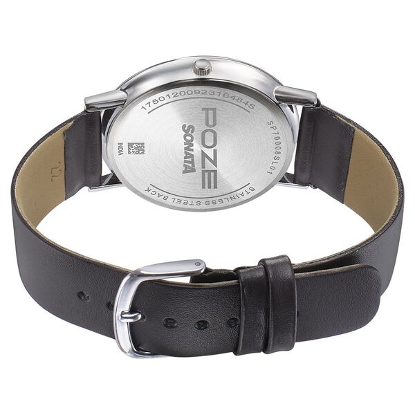 Sonata Poze Quartz Analog Blue Dial Leather Strap Watch for Men - image number 4