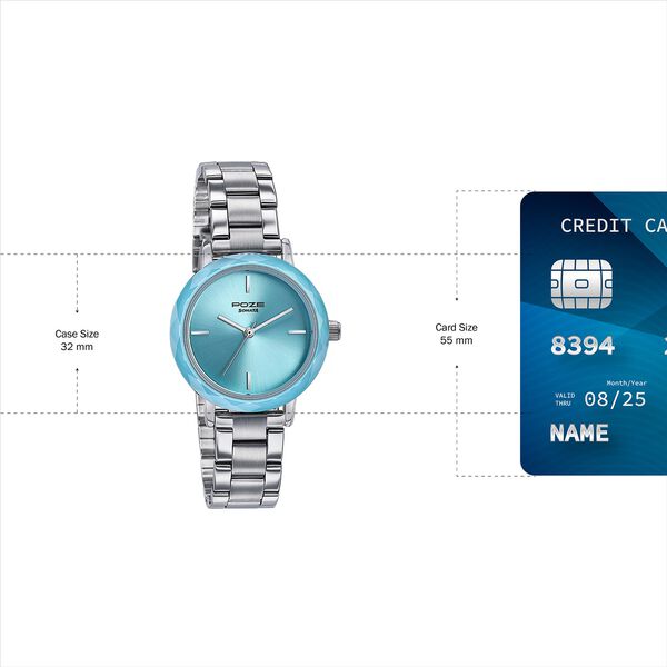 Sonata Poze Quartz Analog Blue Dial Stainless Steel Strap Watch For Women - image number 3