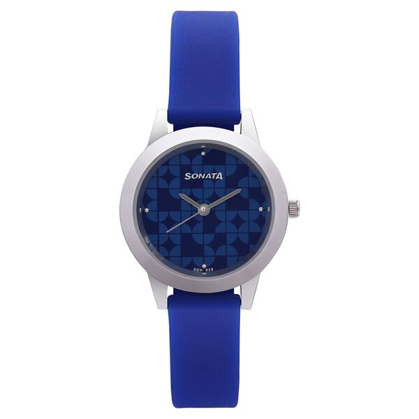 Sonata Splash Blue Dial Women Watch With Silicone Strap - image number 1