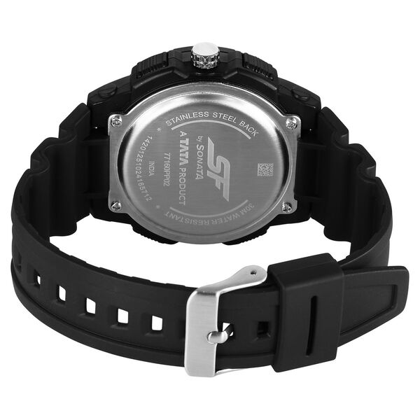 SF Maverick Quartz Digital Ana Digi Black Dial PU Strap Watch For Men - image number 3
