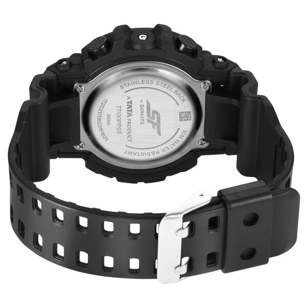 SF Digital Round Dial Black PU Strap Watch For Men - image number 3