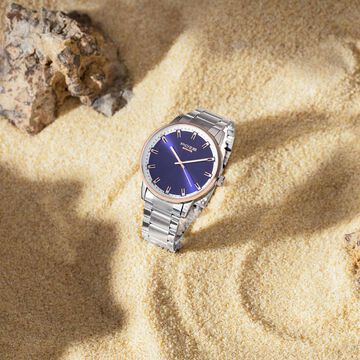 Sonata Poze Quartz Analog Blue Dial Stainless Steel Strap Watch For Men