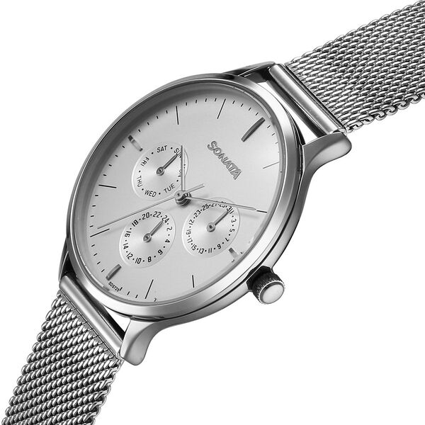 Sonata Festive Quartz Multifunction Silver Dial Metal Strap Watch For Women - image number 2