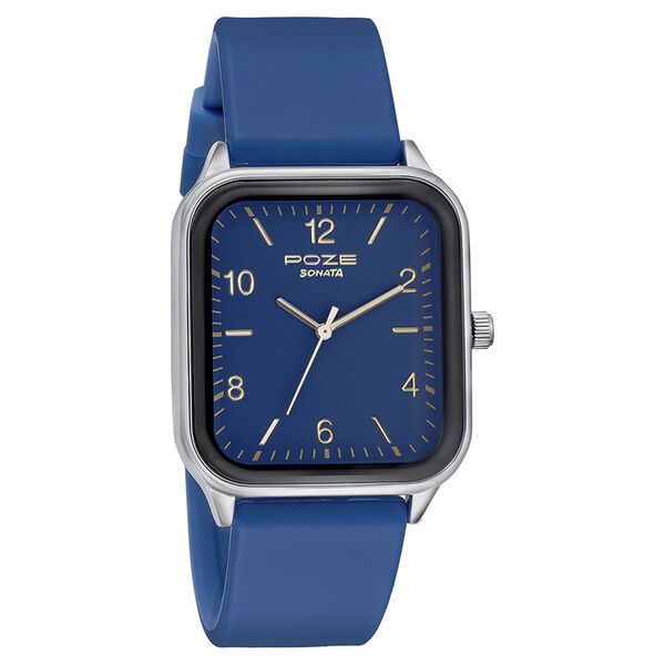 Sonata Poze Quartz Analog Blue Dial Silicone Strap Watch for Men - image number 2