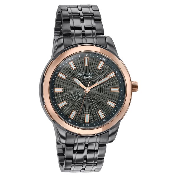 Sonata Poze Quartz Analog Grey Dial Grey Metal Strap Watch For Men - image number 2