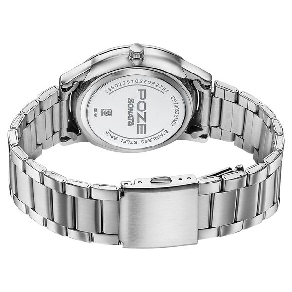 Poze By Sonata Quartz Analog Yellow Dial Silver Stainless Steel Strap Watch For Men - image number 6