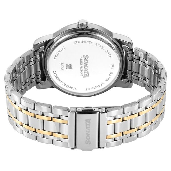 Sonata Wedding Quartz Analog Blue Dial Stainless Steel Strap Watch For Men - image number 3