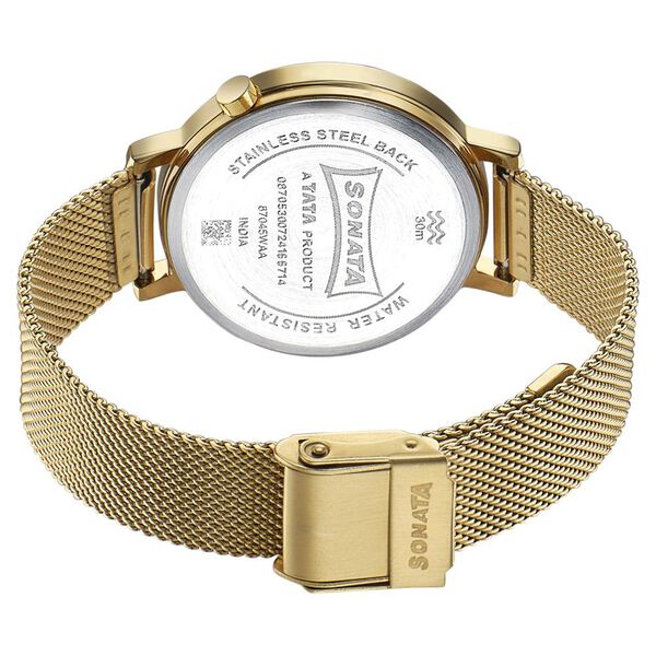 Sonata Elegent Essentials Quartz Analog White Dial Stainless Steel Strap Watch For Women - image number 4