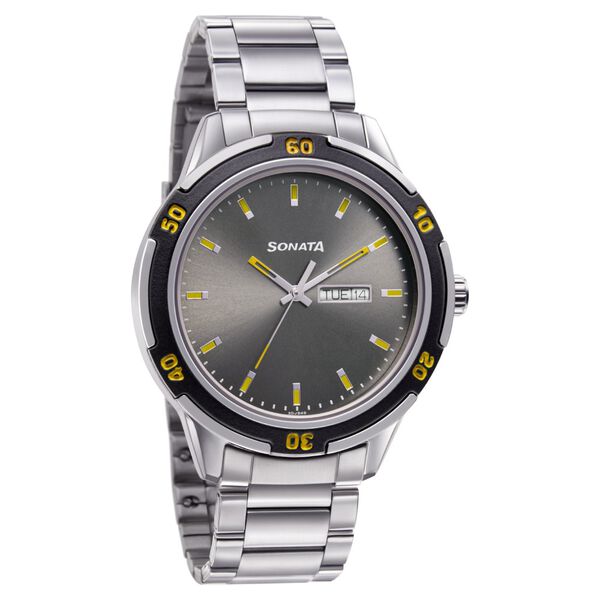 Sonata Quartz Analog with Day and Date Grey Dial Metal Strap Watch for Men - image number 0