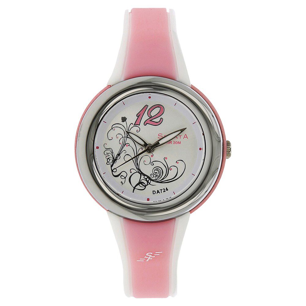 Sonata Quartz Analog Silver Dial Plastic Strap Watch for Women