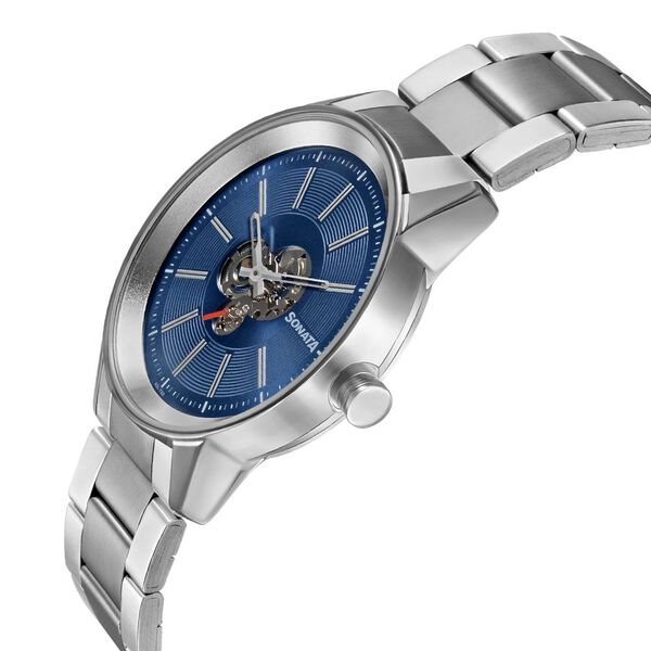 Sonata Quartz Multifunction Blue Dial Stainless Steel Strap Watch for Men - image number 2