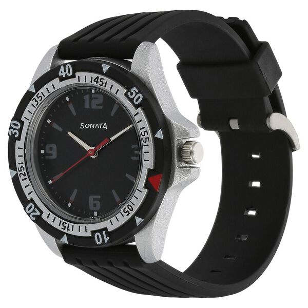 SF Quartz Analog Black Dial Plastic Strap Watch for Men - image number 1