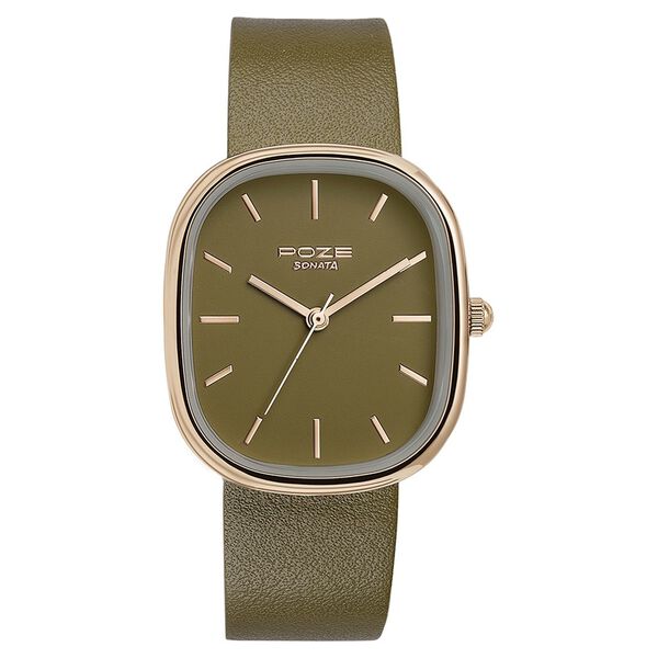 Sonata Poze Quartz Analog Brown Dial Leather Strap Watch for Women - image number 1