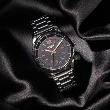 Sonata Poze Quartz Analog Black Dial Metal Strap Watch For Men