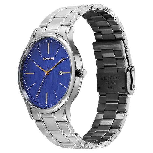 Sonata Aspire Quartz Analog with Date Blue Dial Stainless Steel Strap Watch For Men - image number 1