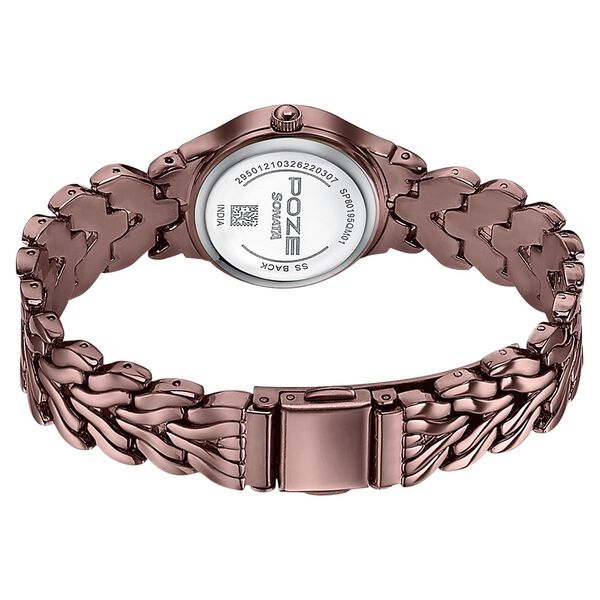 Poze Poze Quartz Analog Brown Dial Brown Metal Strap Watch For Women - image number 6