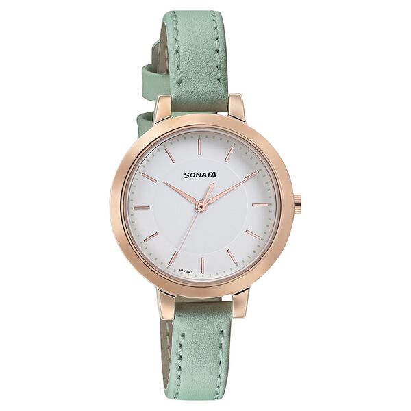 Sonata Blush It Up White Dial Women Watch With Leather Strap - image number 0