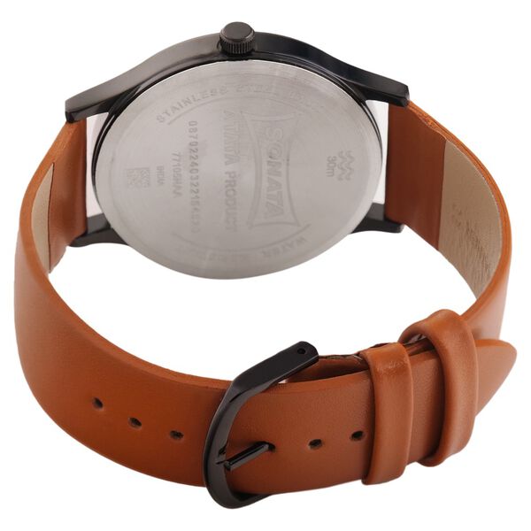 Sonata Quartz Analog Black Dial Leather Strap Watch for Men - image number 4