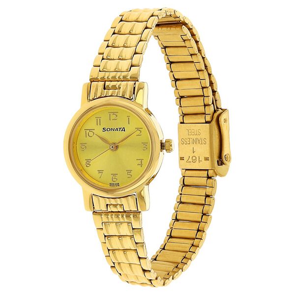 Sonata Quartz Analog Champagne Dial Stainless Steel Strap Watch for Women - image number 1