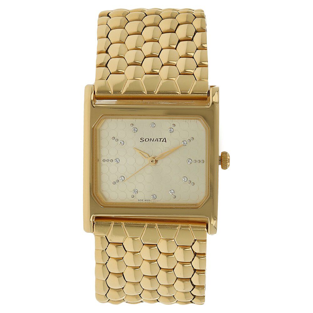 Sonata watch golden colour sale