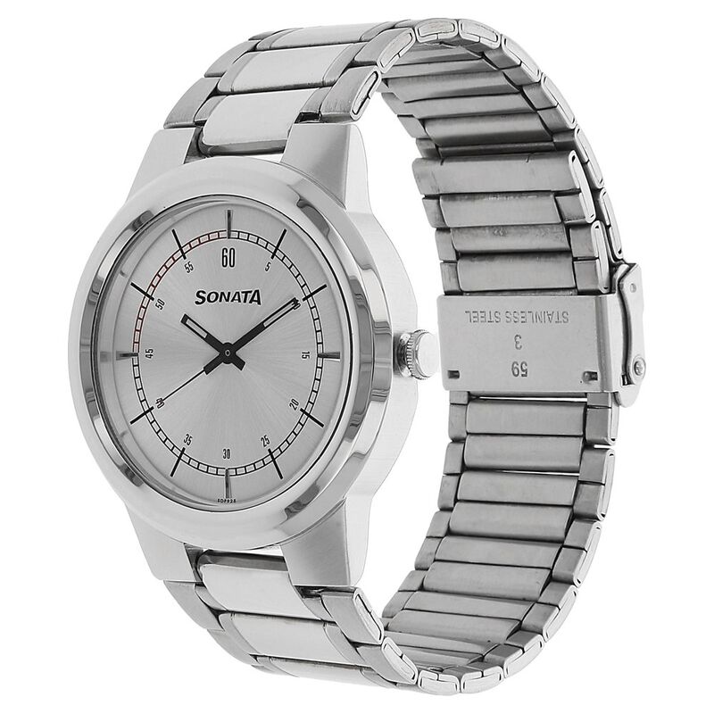 Sonata Quartz Analog Silver Dial Stainless Steel Strap Watch for Men - image number 1