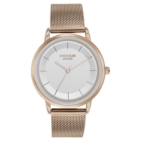 Sonata Poze Quartz Analog White Dial Mesh Strap Watch for Women - image number 1