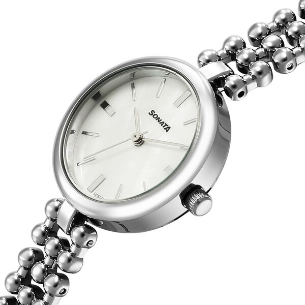 Sonata Festive Quartz Analog White Dial Metal Strap Watch For Women - image number 2