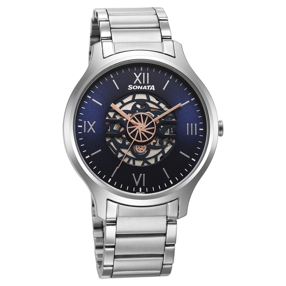 Sonata Unveil Quartz Multifunction Blue Dial Stainless Steel Strap