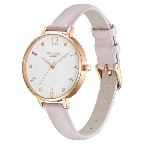 Poze by Sonata Quartz Analog White Dial PU Leather Strap Watch for Women