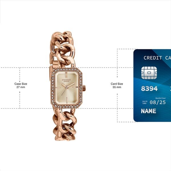 Poze By Sonata Quartz Analog Rose Gold Dial Rose Gold Metal Strap Watch For Women - image number 3