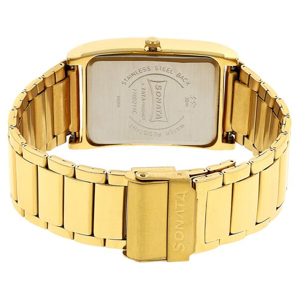 Sonata Quartz Analog with Day and Date Champagne Dial Stainless Steel Strap Watch for Men - image number 3