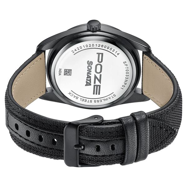 Poze By Sonata Quartz Analog Two Toned Dial Black Nylon Strap Watch For Men - image number 6