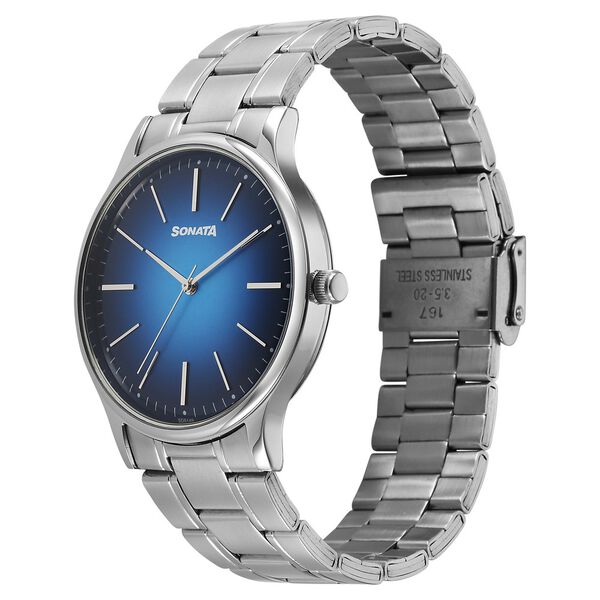 Sonata Aspire Quartz Analog Blue Dial Stainless Steel Strap Watch For Men - image number 1