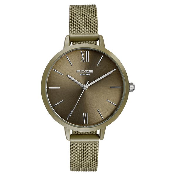 Sonata Poze Quartz Analog Green Dial Mesh Strap Watch for Women - image number 2