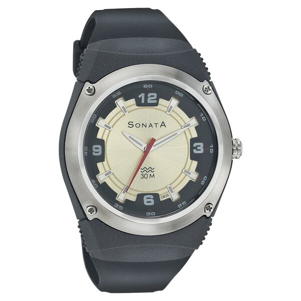 Sonata Quartz Analog Champagne Dial Strap Watch for Men - image number 0