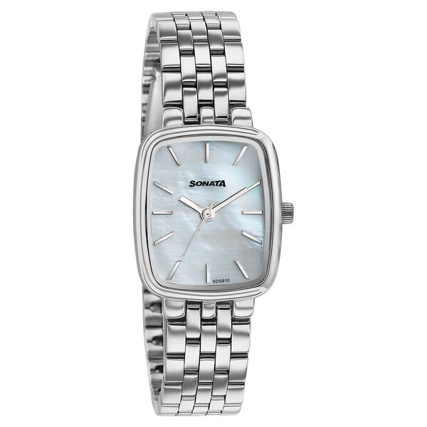Sonata Festive Quartz Analog Mother Of Pearl Dial Silver Metal Strap Watch For Women - image number 1