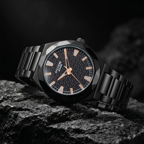 Poze Poze Quartz Analog Black Dial Black Metal Strap Watch For Men - image number 0