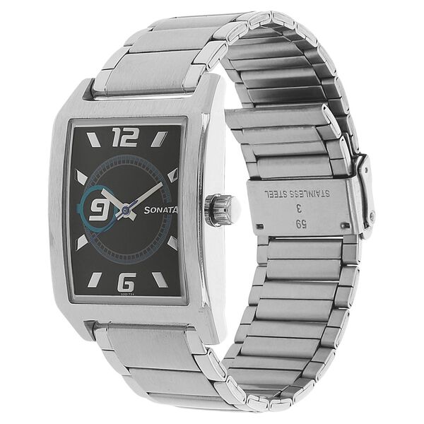 Sonata Quartz Analog Black Dial Stainless Steel Strap Watch for Men - image number 1