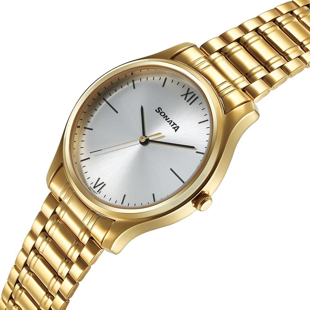 Buy Online Sonata Quartz Analog Silver Dial Watch for Men ns77082ym06 Sonata