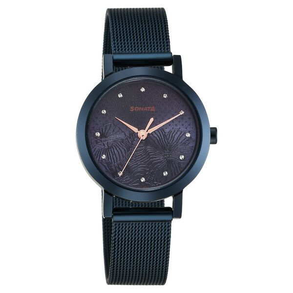 Sonata Quartz Analog Blue Stainless Steel Strap for Women - image number 0