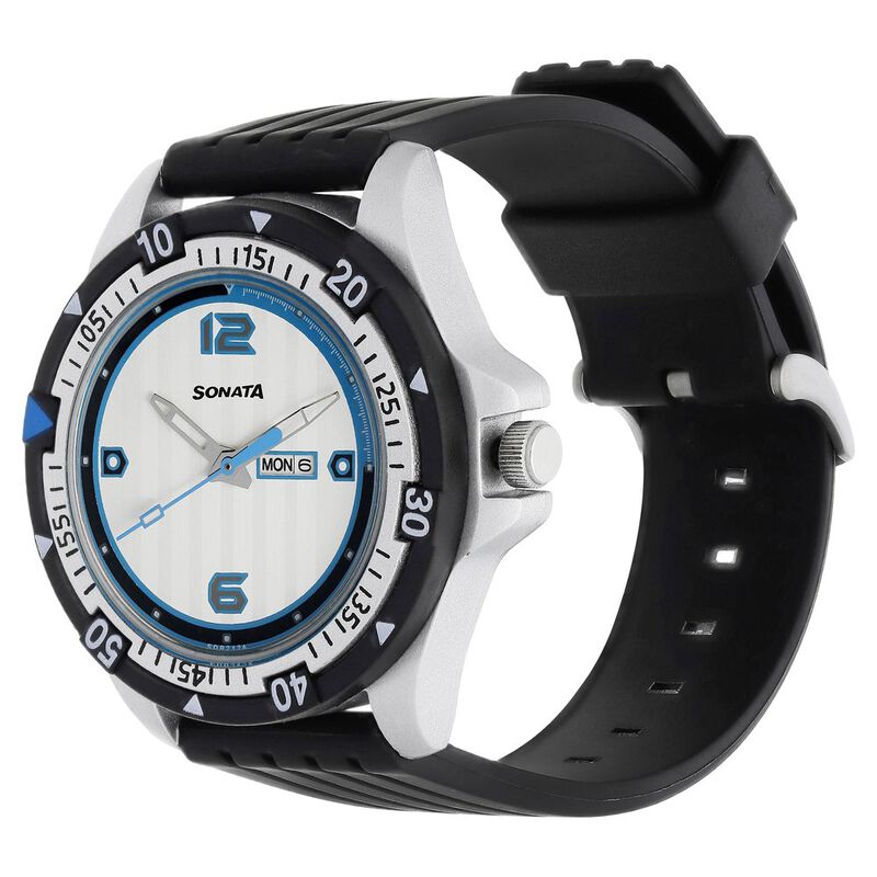 SF Quartz Analog Silver Dial Plastic Strap Watch for Men - image number 2