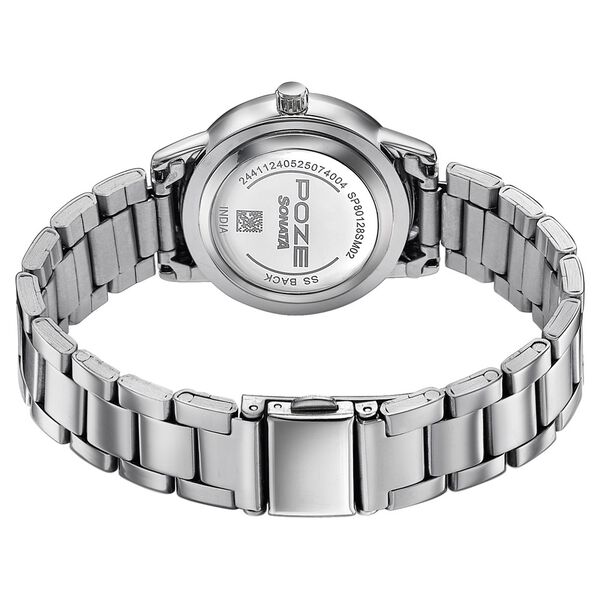 Sonata Poze Quartz Analog Blue Dial Silver Metal Strap Watch For Women - image number 6