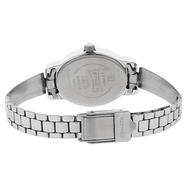 Sonata Quartz Analog Black Dial Stainless Steel Strap Watch for Women - image number 3