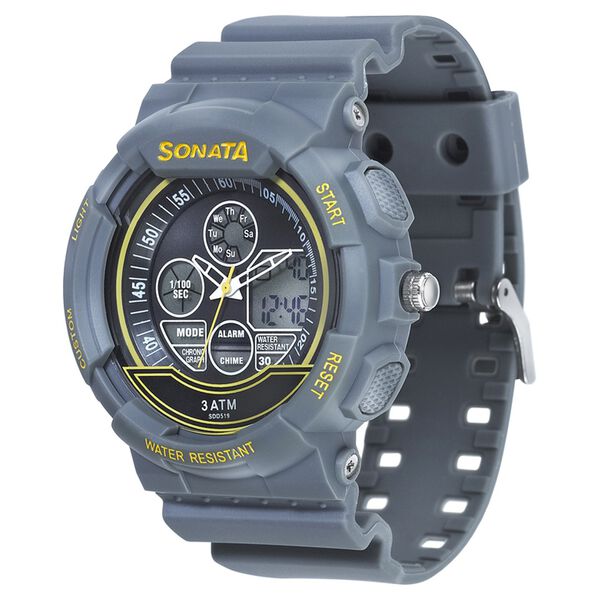 SF Super Fibre Quartz Analog Digital Black Dial Plastic Strap Watch for Men - image number 0