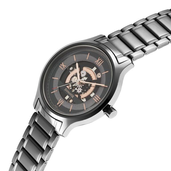 Sonata Unveil Quartz Analog Grey Dial Stainless Steel Strap Watch for Men - image number 2